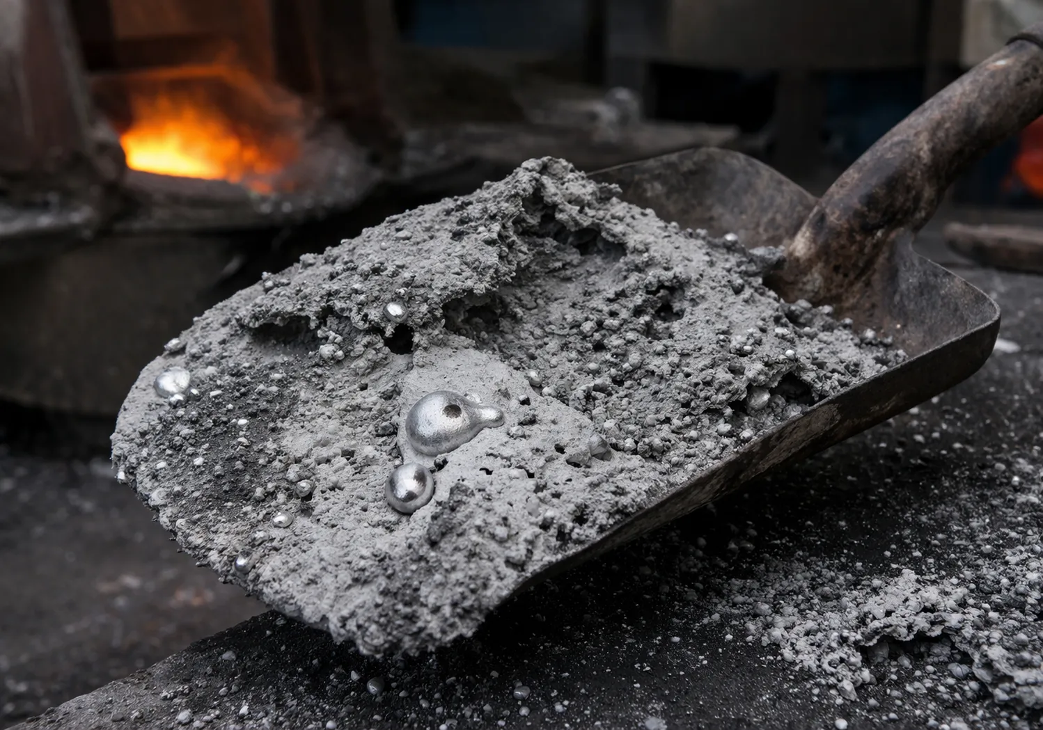 aluminum melting furnace with molten metal