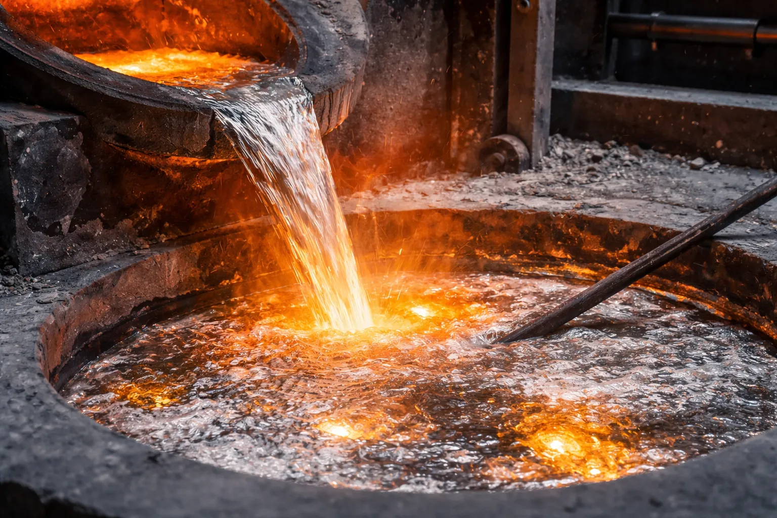 aluminum melting furnace with molten metal