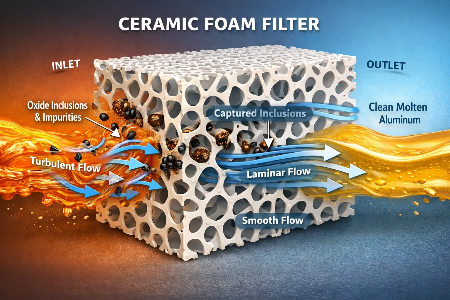 ceramic foam filter 3d porous structure open cell alumina filter