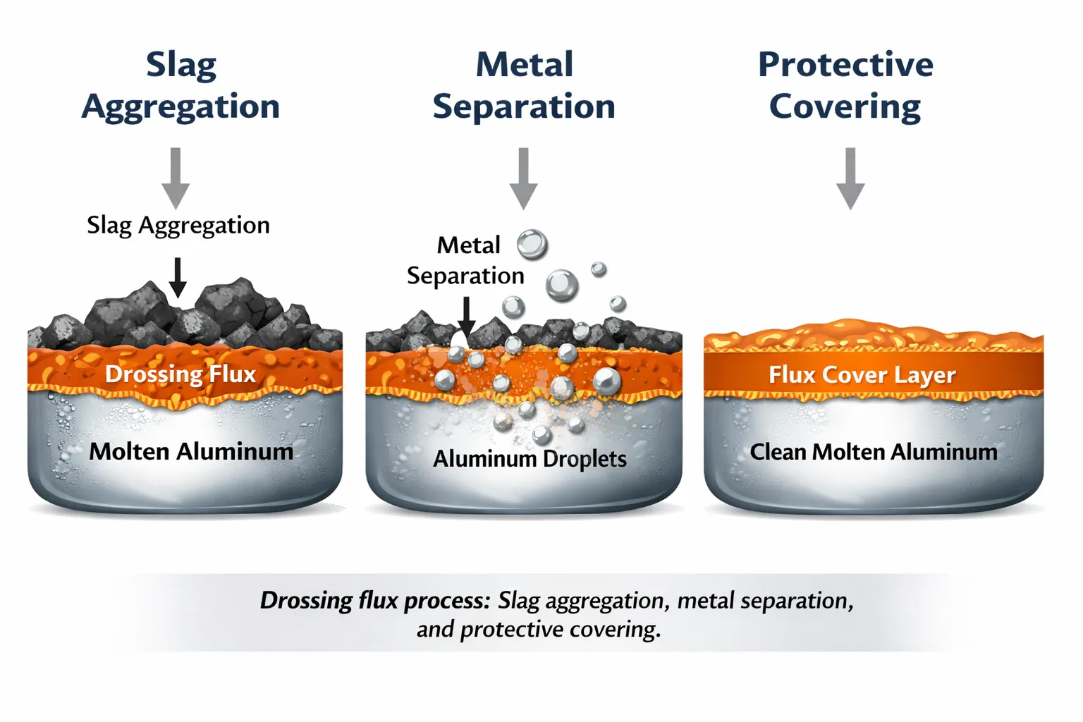 aluminum dross before and after using drossing flux