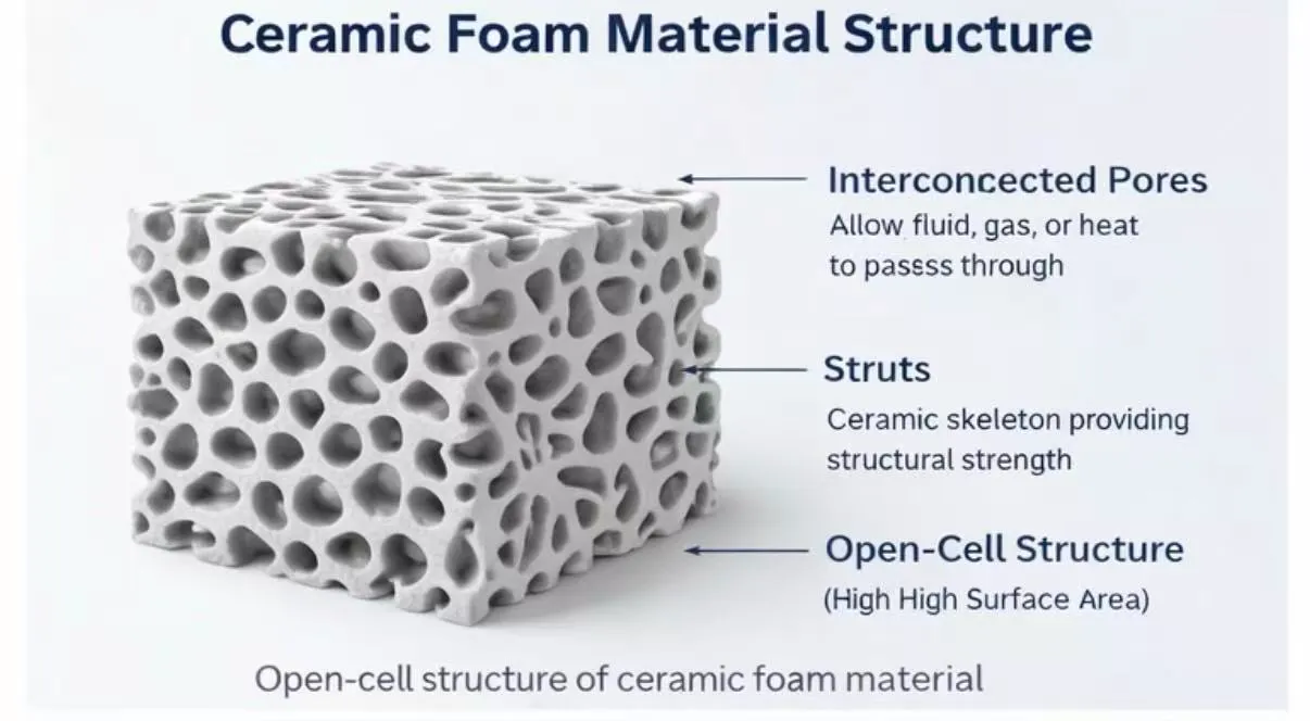 ceramic foam material 3D porous structure with interconnected open cells