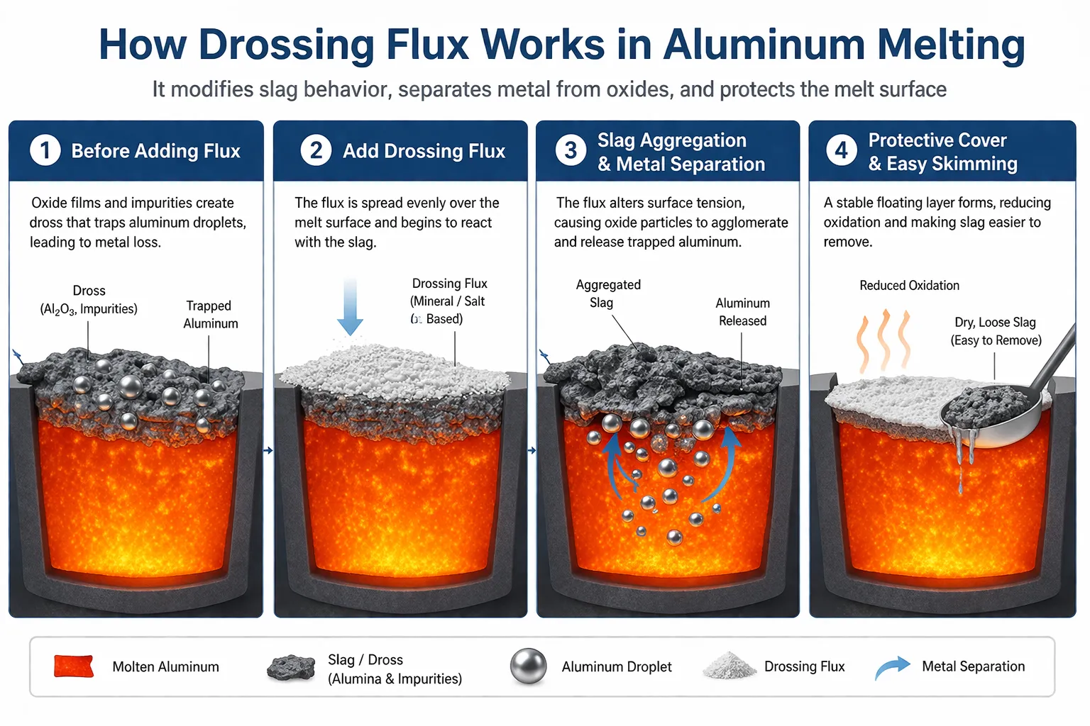 how drossing flux works in aluminum melting