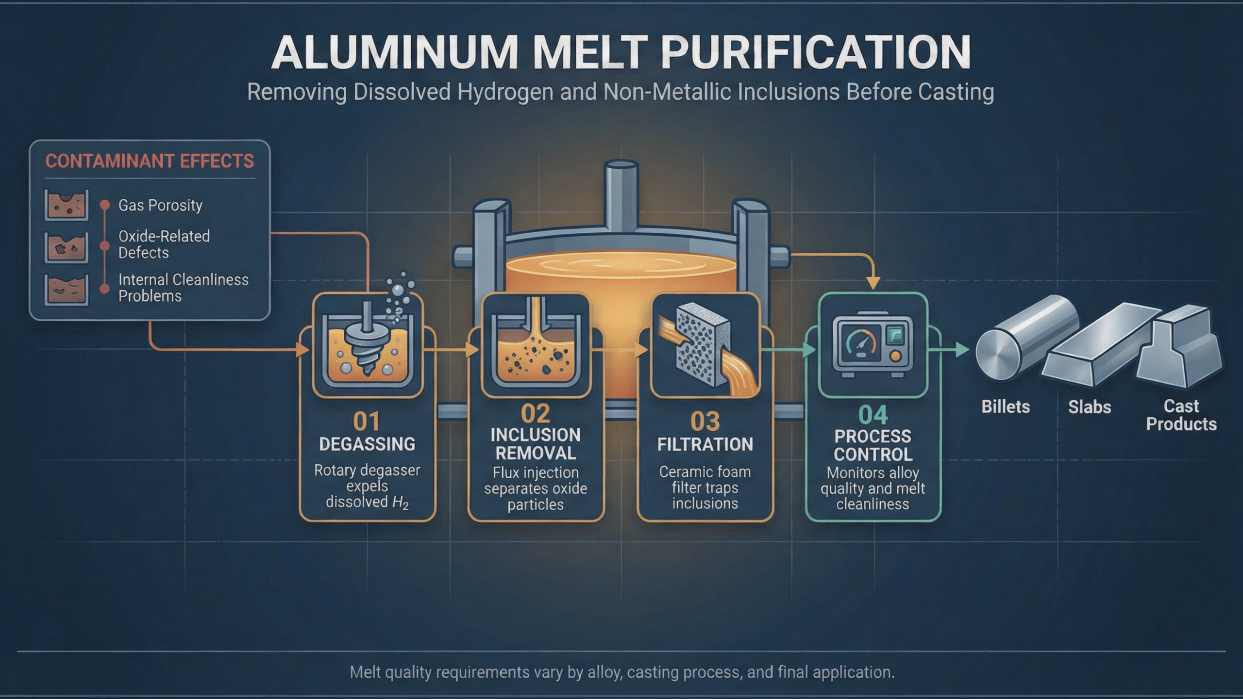 purificación del aluminio fundido