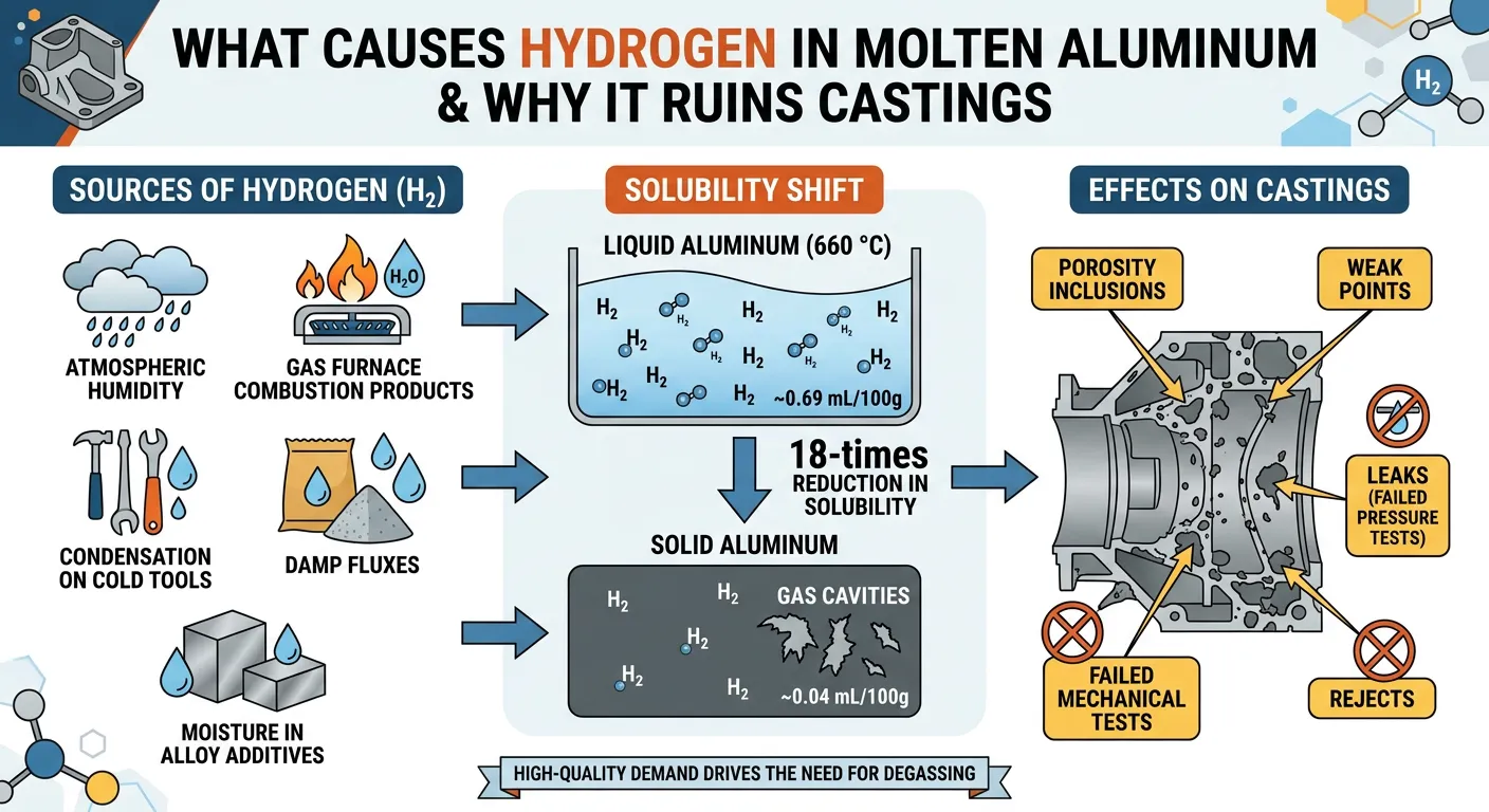 The Mechanism of Hydrogen Formation in Molten Aluminum and Its Effects on Castings
