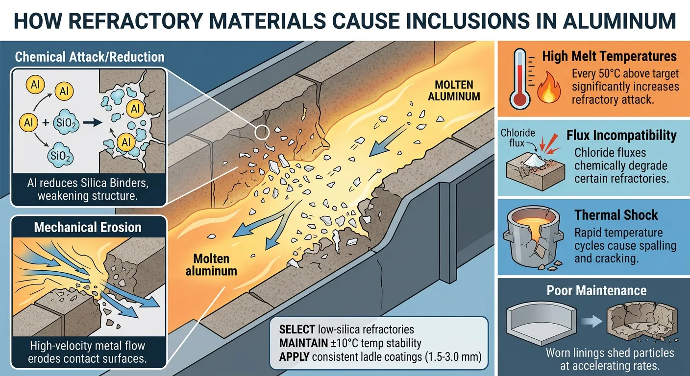 How Do Refractory Materials Cause Inclusions in Aluminum?
