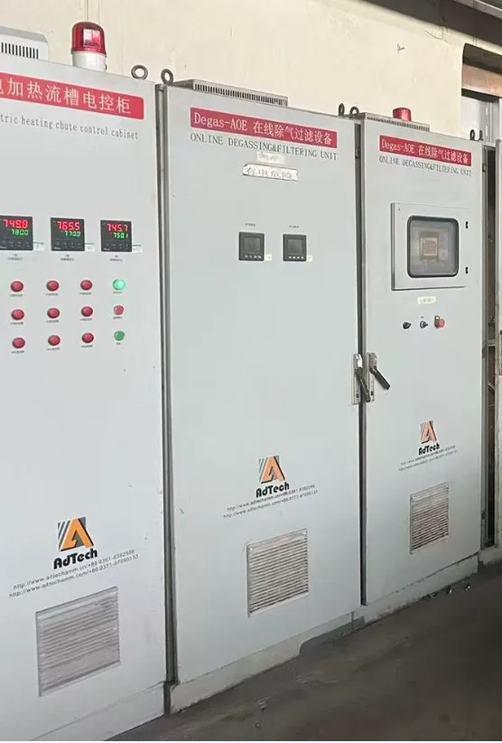 Electrical control cabinet for AdTech's electric heated aluminum launder system.